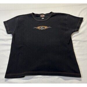 Harley Davidson Women's Short Sleeve Black Tee Shirt Size Large H3